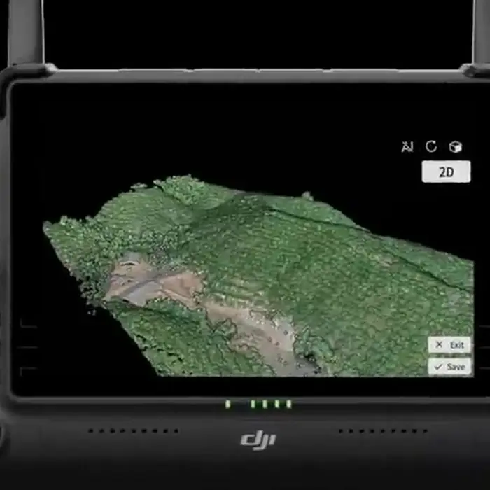 Controle do drone mostrando o mapa 3D de uma área
